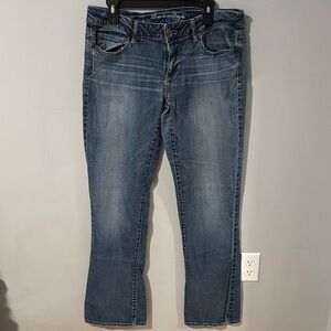Y2K American Eagle Outfitters Women's Stretch Skinny Kick Blue Jeans 12 Long